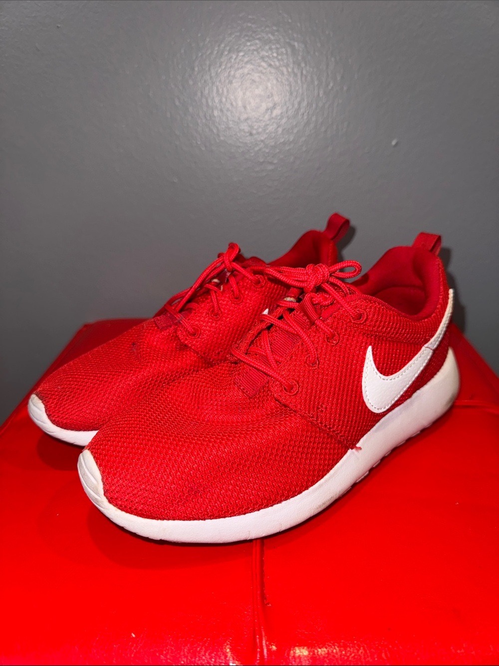 Nike Kids Red Mesh Sneakers with White Swoosh